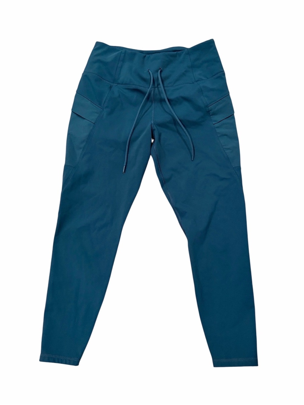 Spyder Active Women’s Blue Ankle Leggings L High Rise Drawstring Stretch Logo